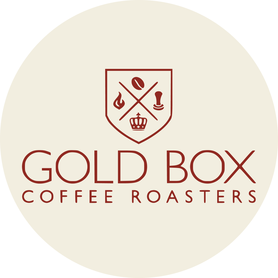 Gold Box Roastery logo depicting specialty coffee expertise
