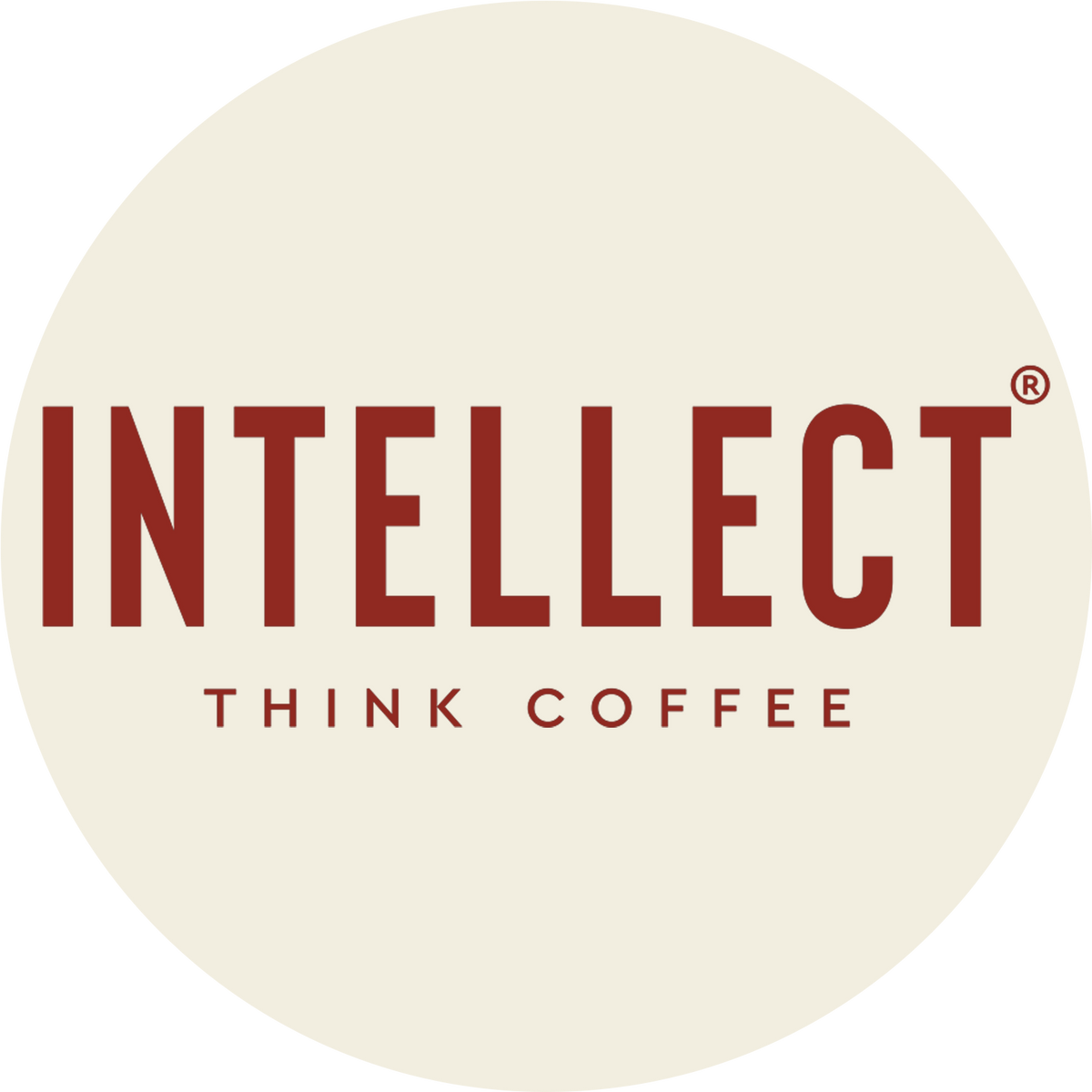 INTELLECT Coffee Roastery logo featuring the phrase 'THINK COFFEE' in bold typography.