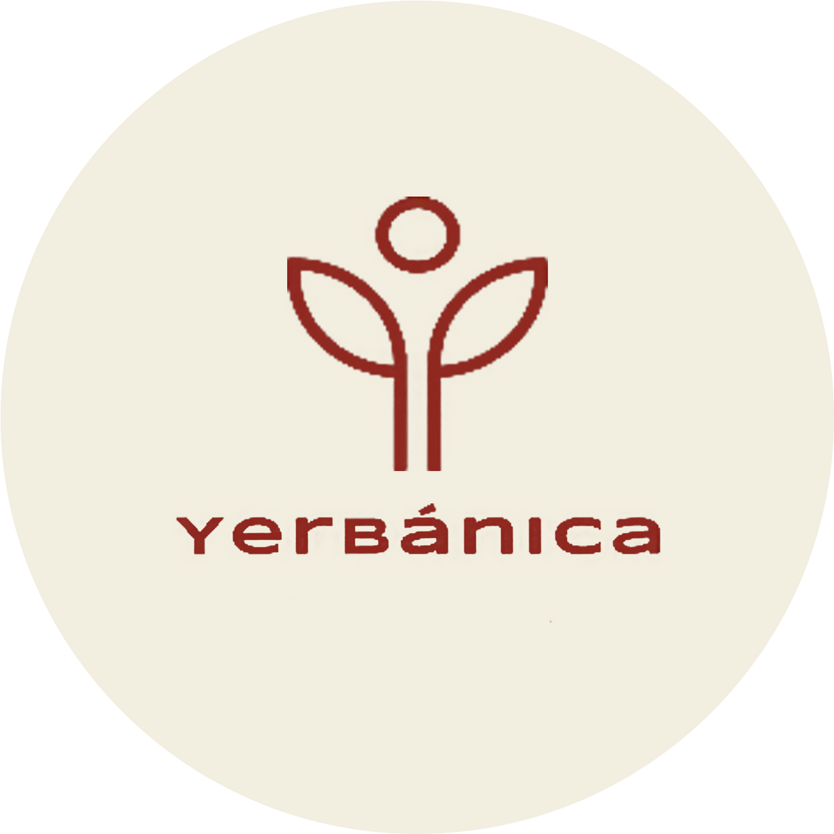 Yerbánica logo with minimalist plant icon for contemporary South American yerba mate brand