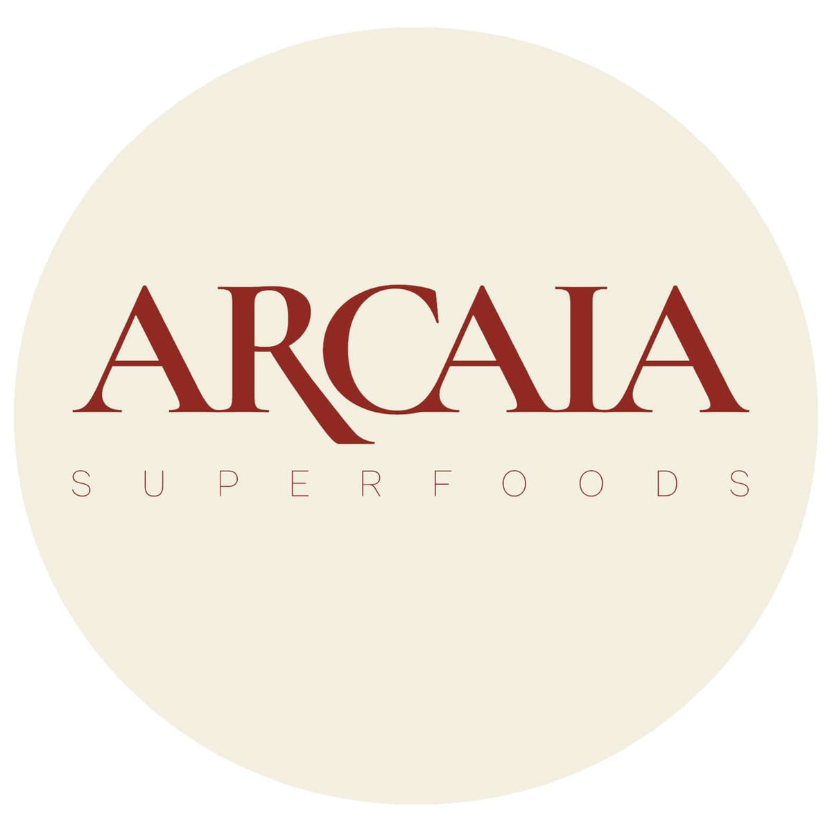 Arcaia Superfoods logo with a focus on elevating quality of life through powerful mushroom coffee.