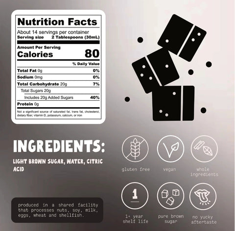 Surrup Brown Sugar Simple Syrup nutrition facts, ingredients, gluten-free and vegan product information