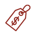 Red price tag icon with dollar sign