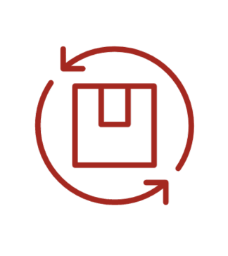 Red save icon with circular refresh arrows around a floppy disk on a black background