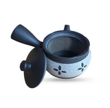 360° Filter Obi-Ami Kyusu Black - White Cut- Handcrafted - Two Clay- From Maru-gata(Round).