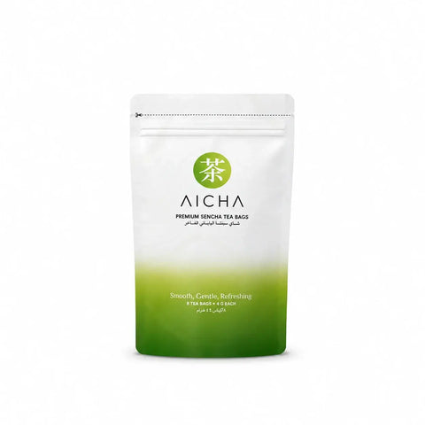 Premium Sencha Tea Bags by AICHA, smooth gentle refreshing premium Japanese green tea with deep umami