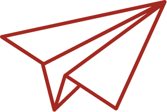 Red outline paper airplane icon on transparent background