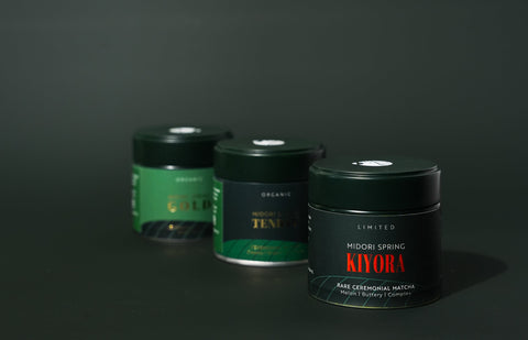 A tin of Rare Ceremonial Matcha - Kiyora UJIHIKARI Limited Edition, 30g, with a vibrant green matcha powder visible. — view 4