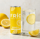 FRÍO Sparkling Mineral Water Natural Lemon 250ml can with zero calories, zero sugar and natural lemon flavour.