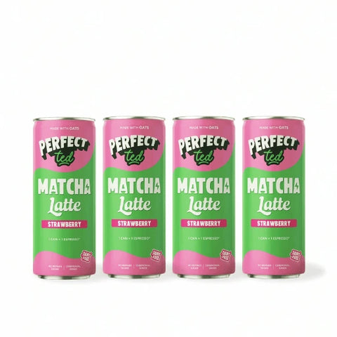 PerfectTed Strawberry Oat Milk Matcha Latte ready-to-drink cans