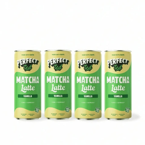 PerfectTed Vanilla Oat Milk Matcha Latte ready-to-drink cans