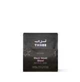 Black Velvet Blend by THREE Coffee is a bold seasonal espresso with Brazil, Sumatra & Colombia origins. Velvety crema, syrupy body & notes of caramel, molasses, and spice.