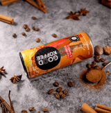 Chai Spice & Vanilla Sparkling Coffee - India can with coffee beans and spices around it