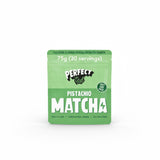 PerfectTed Pistachio Matcha Powder in a bowl with a bamboo whisk
