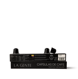 Colombia Caturra Capsules packaging from La Gente, featuring coffee capsules designed for Nespresso machines.
