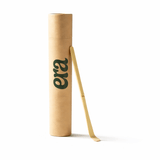 Era White Bamboo Chashaku — Matcha Spoon in eco-friendly packaging with bamboo spoon next to it.