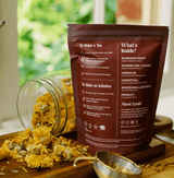 Kidney Support Tea with dandelion leaves, marshmallow root, hibiscus, burdock root, horsetail, and parsley—designed to support elimination channels and maintain fluid balance for overall kidney health.