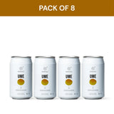 Pack of 8 Kimino Ume Sparkling Water cans, featuring hand-picked Japanese plums and mountain spring water, sugar and additive-free.