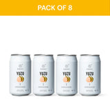 Pack of 8 Kimino Yuzu Sparkling Water cans, featuring refreshing Japanese citrus flavor