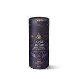 Lucid Dream Mystical Cacao Brew packaging with Blue Lotus & Vanilla, featuring a dark celestial design with gold accents.