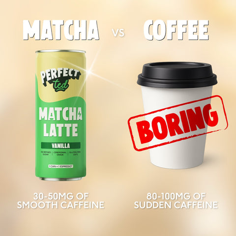 PerfectTed matcha latte compared with coffee