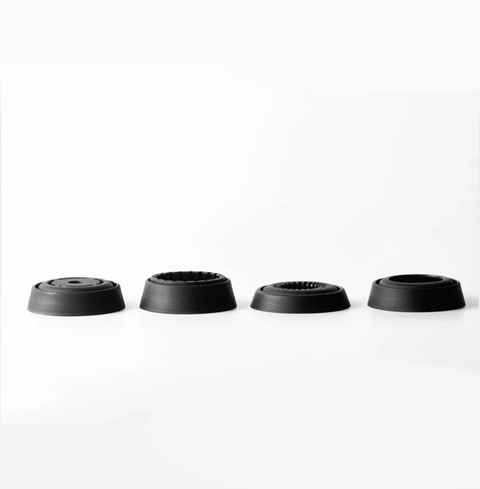OREA Coffee Brewer V4 components showcasing flat, wave, cone, and hybrid filter options on a white background.