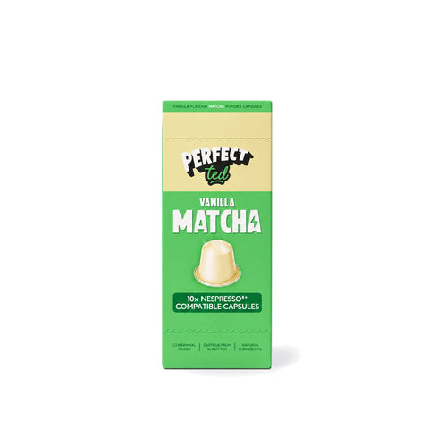 PerfectTed Vanilla Matcha ceremonial-grade Japanese matcha powder capsules, 10 Nespresso-compatible pods