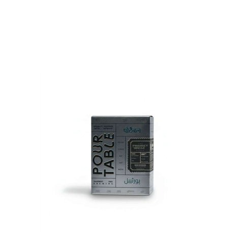 Product packaging with 'Pour Table' text on a white background