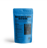 Chaga Mushroom Powder blue pouch packaging with supplement facts and immune support branding
