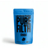 Chaga Mushroom Powder blue pouch of Pure Filth mushroom powder immune support supplement