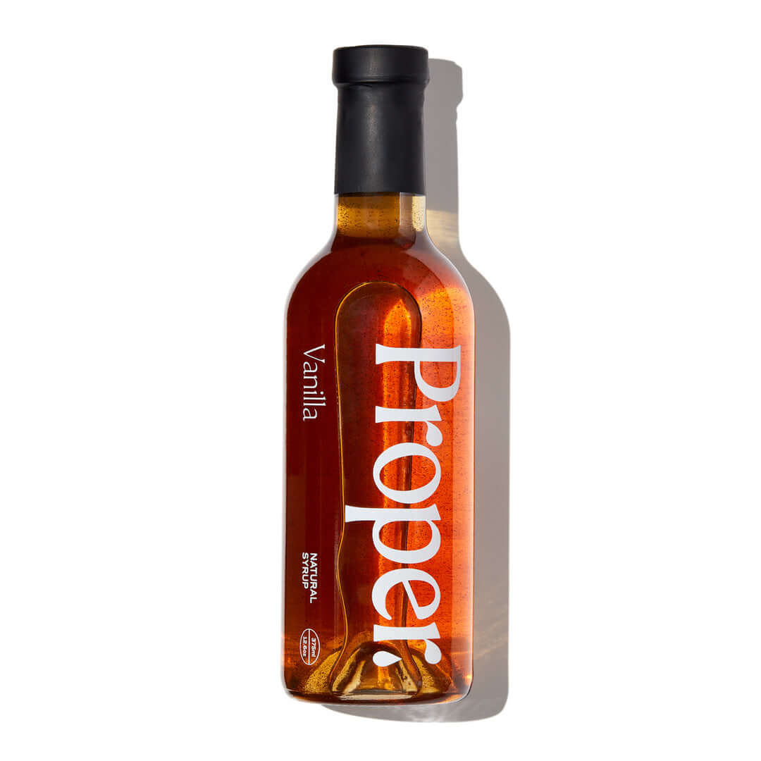 Vanilla Syrup bottle from Proper, crafted with real vanilla and organic ingredients for a delightful flavor.