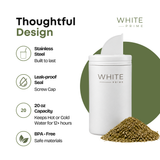 Yerba Mate Container 20 oz stainless steel, leak-proof screw cap, BPA-free, keeps drinks hot or cold for 12+ hours