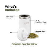 Yerba Mate Container 20 oz stainless steel precision pour container with leak-proof screw cap and lid