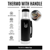 Yerba Mate Kit To Go 1.2L stainless steel thermos with handle and Mate Cup lid for travel and outdoor brewing