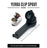Yerba Mate Kit To Go clip spout for precise pouring, shown with yerba package adapter and 15 cm design